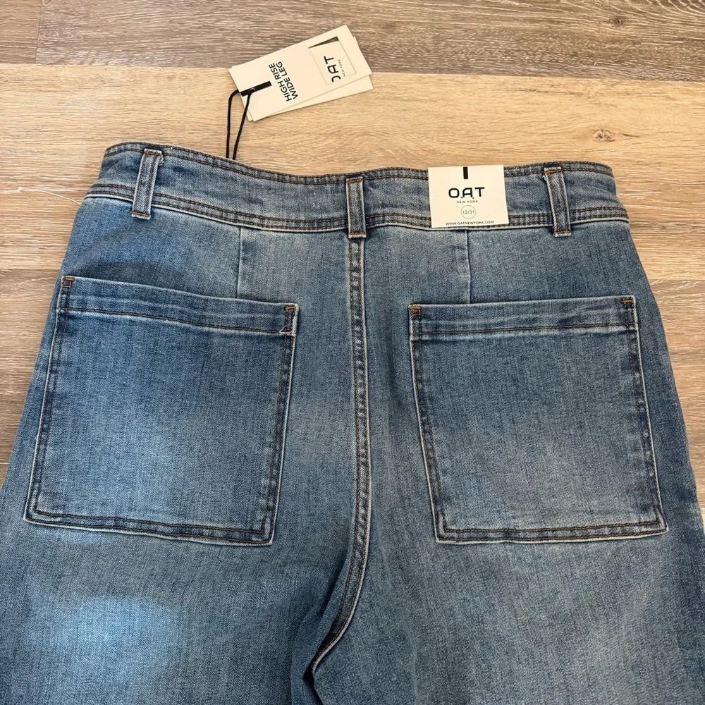 Oat New York High Rise Wide Leg Raw Hem Women’s Denim Jeans Size 12 / 31 NWT - Picture 5 of 10